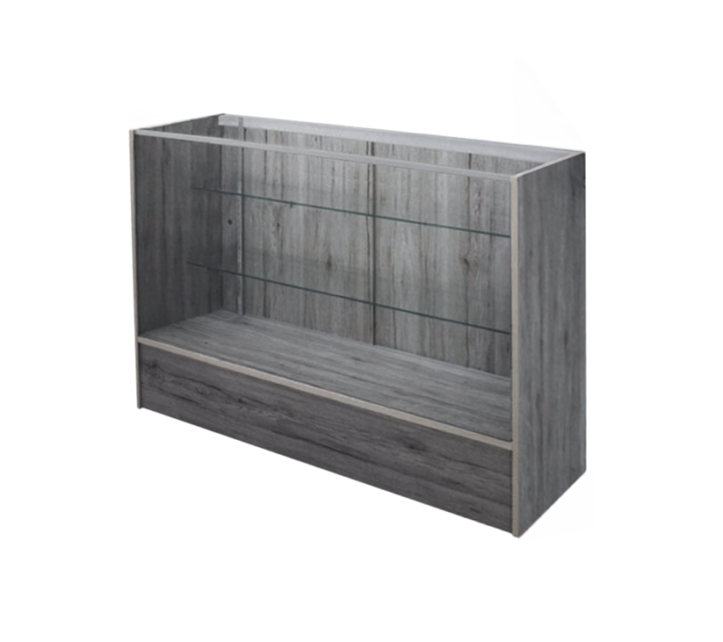 4' Full Vision Display Case - Rustic Gray