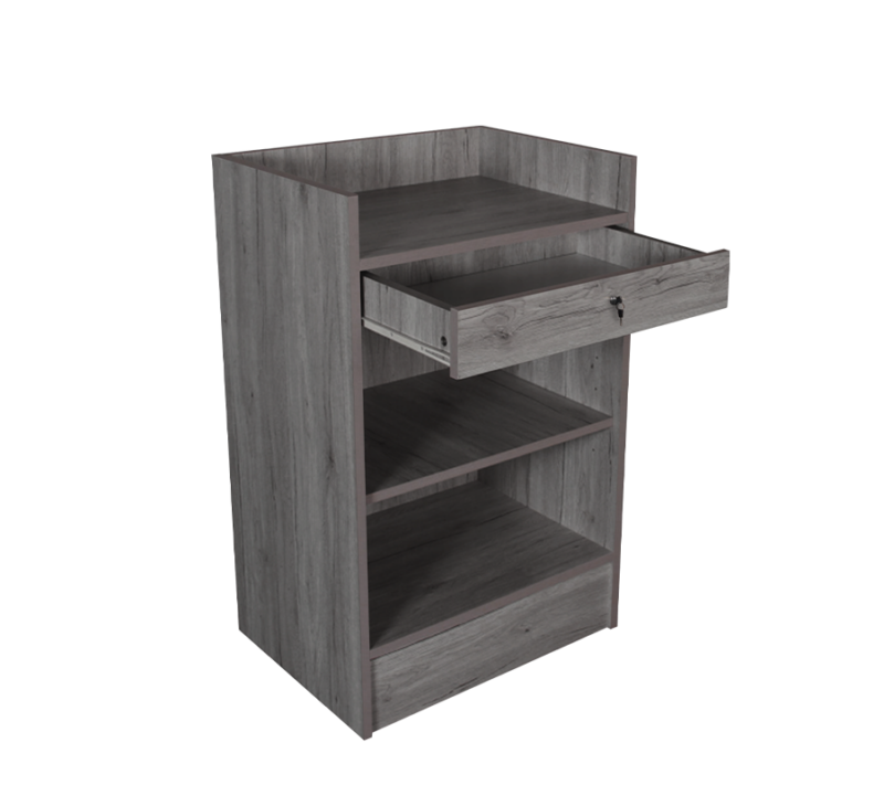 Rustic Gray 38" Cash Register Stand Back View