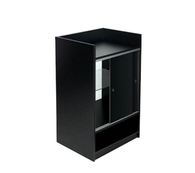 Black 38" Cash Register w/ Front Glass Back View
