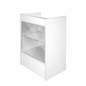 White 38" Cash Register w/ Front Glass Front View