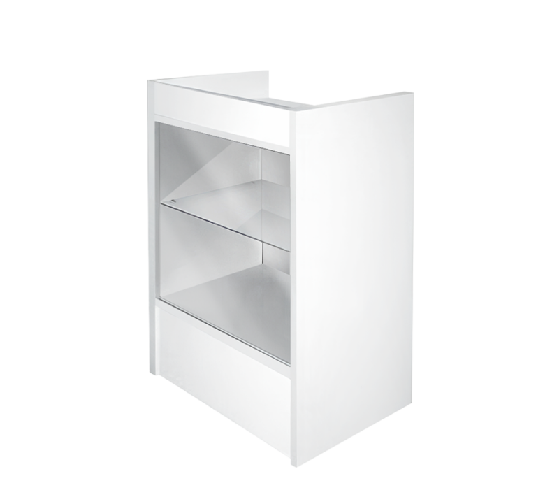 White 38" Cash Register w/ Front Glass Front View