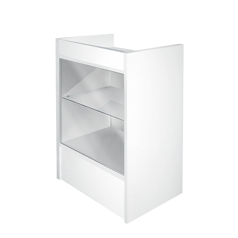 White 38" Cash Register w/ Front Glass Front View
