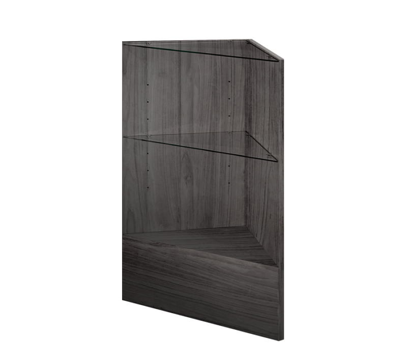 Rustic Gray Triangle Corner Display with Glass Shelves