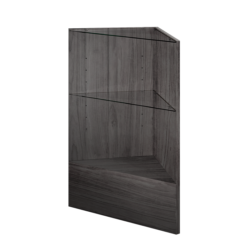 Rustic Gray Triangle Corner Display with Glass Shelves