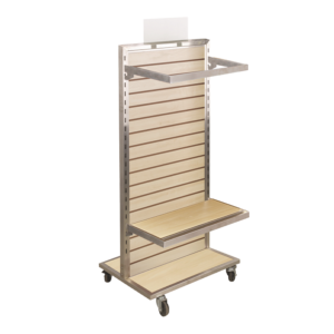 2 Way Rolling Slatwall Tower Display w/ Casters