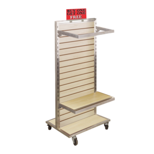 2 Way Rolling Slatwall Tower Display w/ Casters