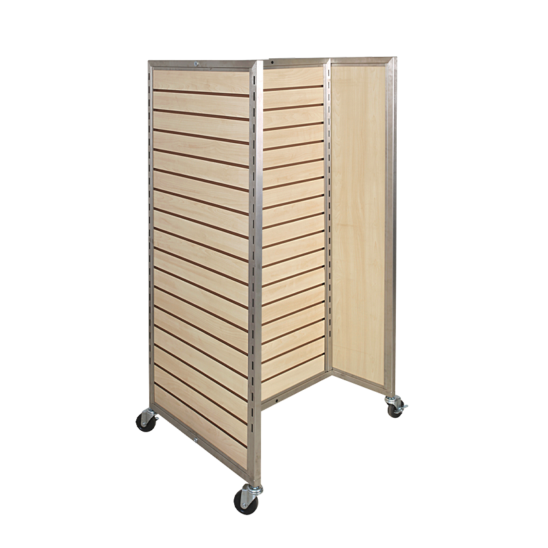 H-Unit Rolling Slatwall Merchandiser - Maple