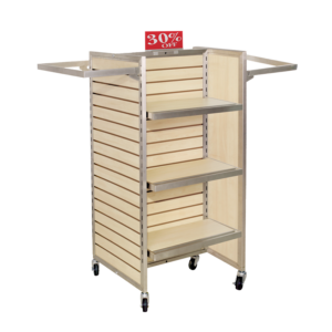 H-Unit Rolling Slatwall Merchandiser - Maple