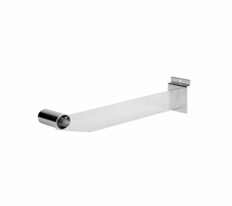 Chrome 12" Round Tubing Hangrail Bracket For 1 & 1/16" For Slatwall