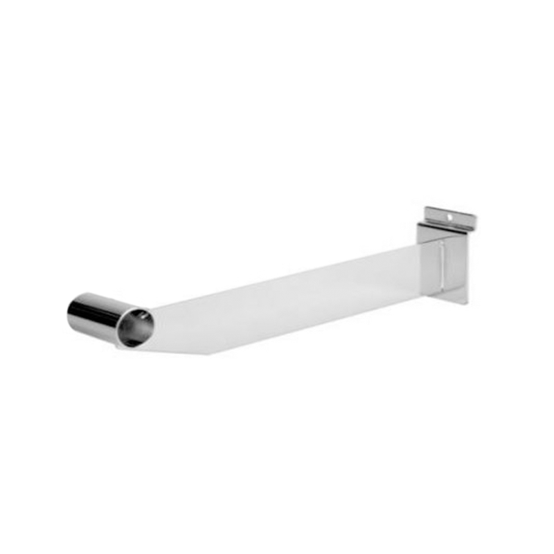 Chrome 12" Round Tubing Hangrail Bracket For 1 & 1/16" For Slatwall