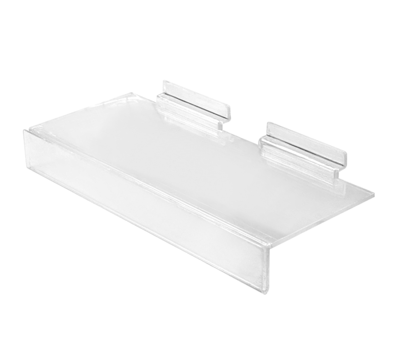 4" x 10" Slatwall Flat Shelf w/ Lip - Acrylic