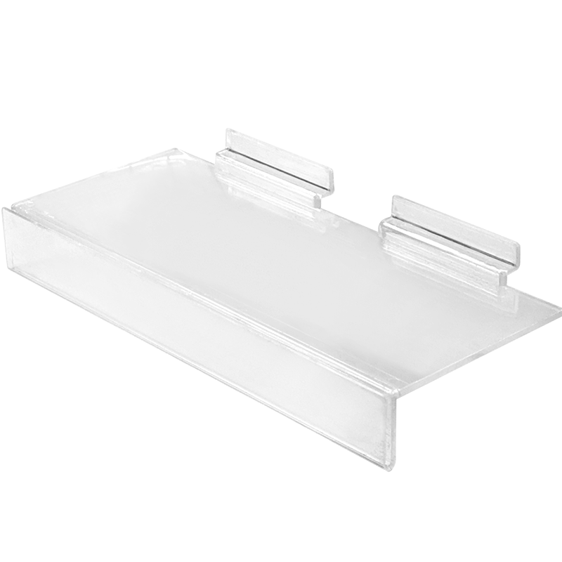 4" x 10" Slatwall Flat Shelf w/ Lip - Acrylic