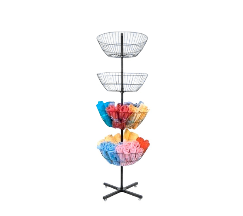 Black 4-Tier Spinning Basket Floor Rack