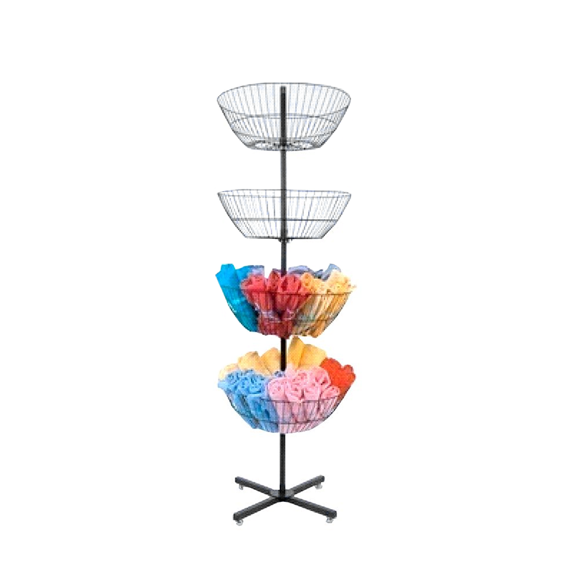 Black 4-Tier Spinning Basket Floor Rack