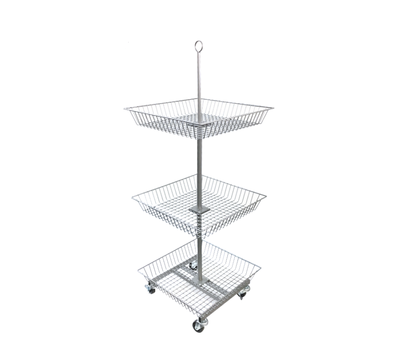 Chrome Mobile 3-Tier Square Wire Basket Rack