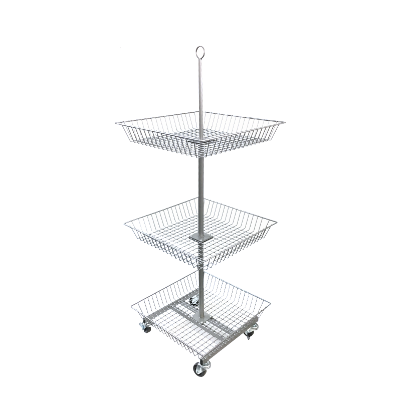 Chrome Mobile 3-Tier Square Wire Basket Rack
