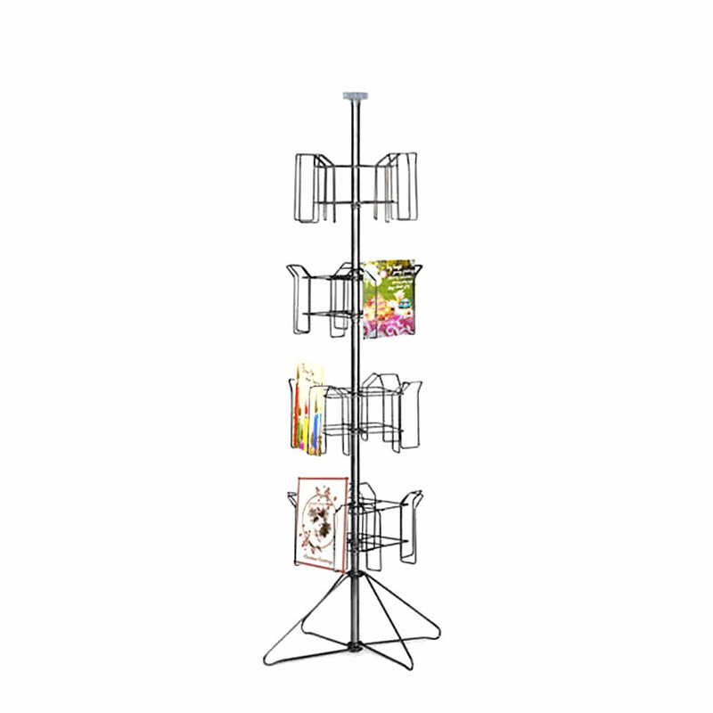 Chrome 4-Tier 16-Pocket Wire Magazine Rack For Floor