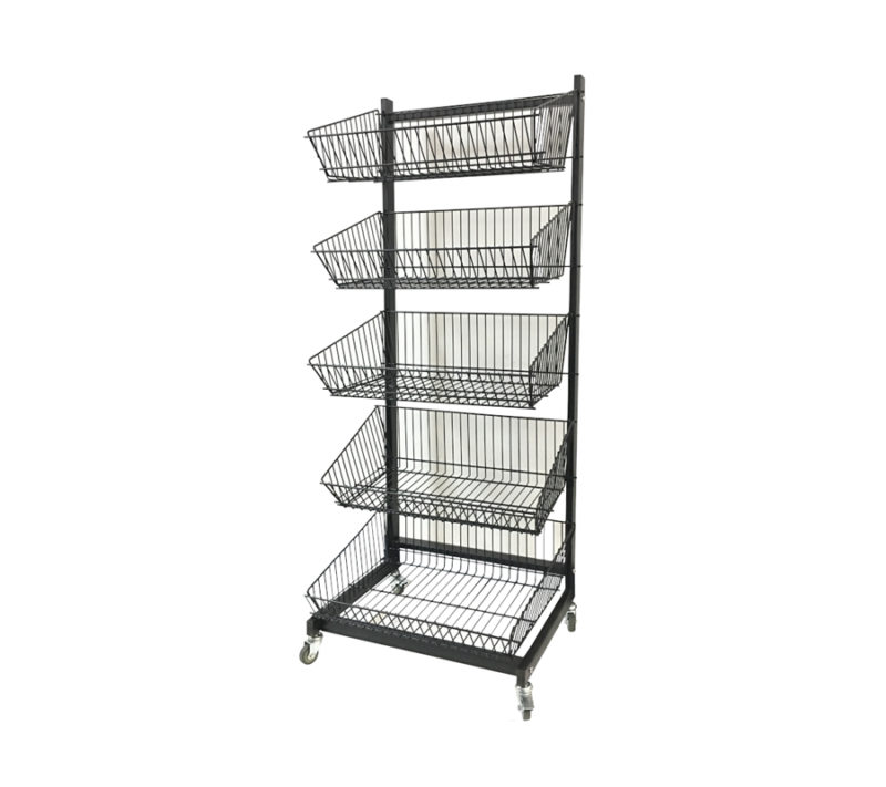 5-Tier Wire Basket Display - Black