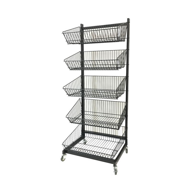 5-Tier Wire Basket Display - Black