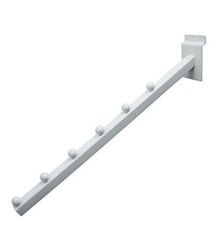 white 6-Ball Square Tube Waterfall slatwall faceout