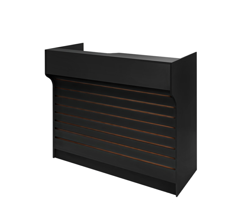 Black 4' slatwall ledgetop register counter