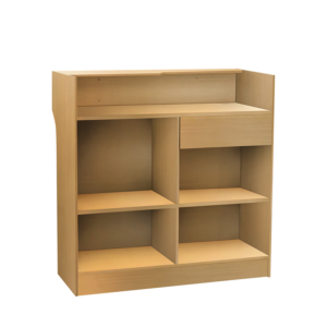 Maple 4' slatwall ledgetop register counter back view