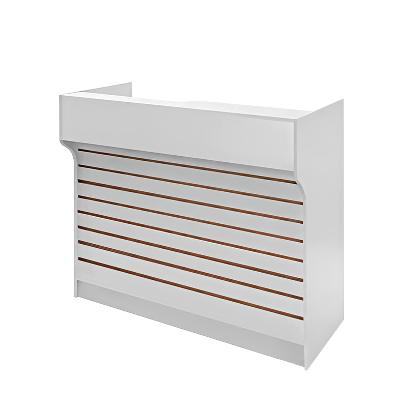 White 4' slatwall ledgetop register counter