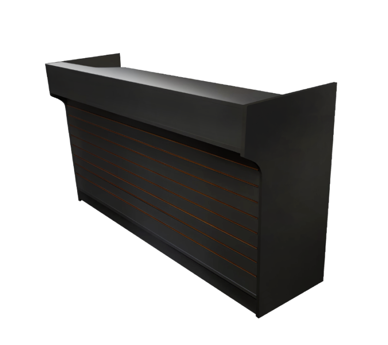 Black 6' slatwall ledgetop register counter