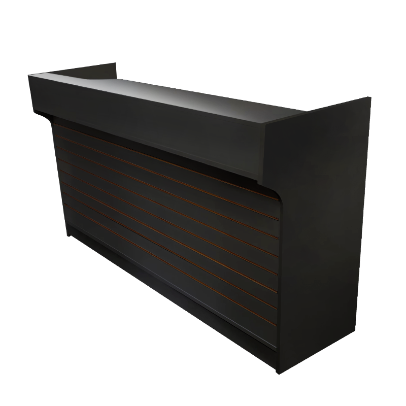 Black 6' slatwall ledgetop register counter
