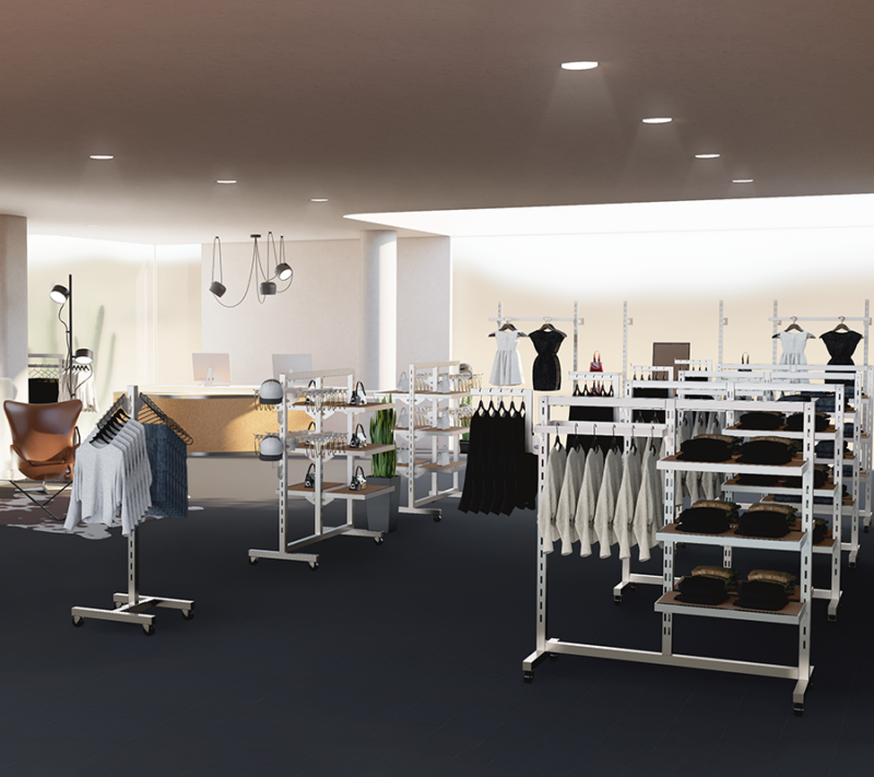 Slotted system mock store front rendered image
