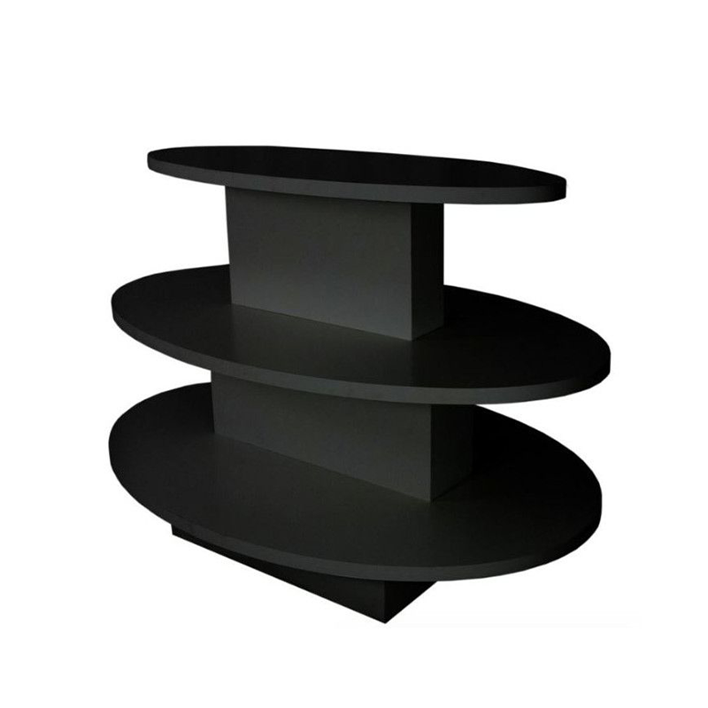Black 3-Tier Wood Oval Display Table