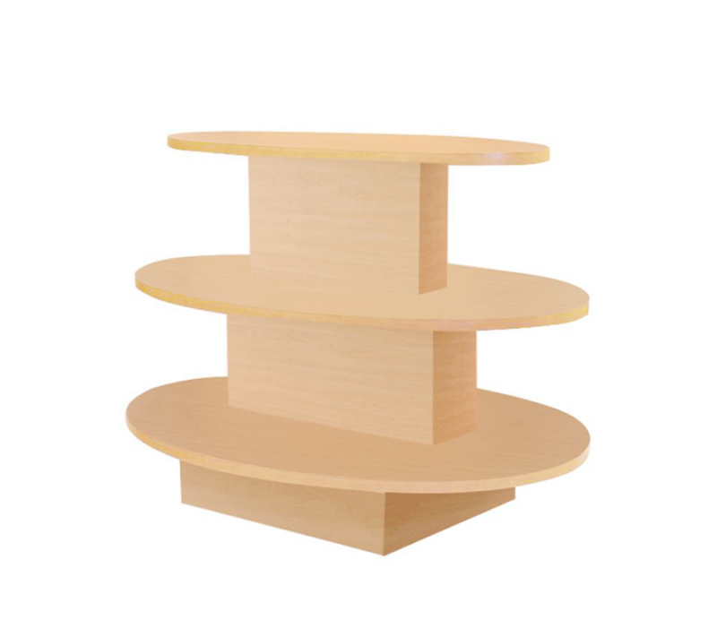 Maple 3-Tier Wood Oval Display Table