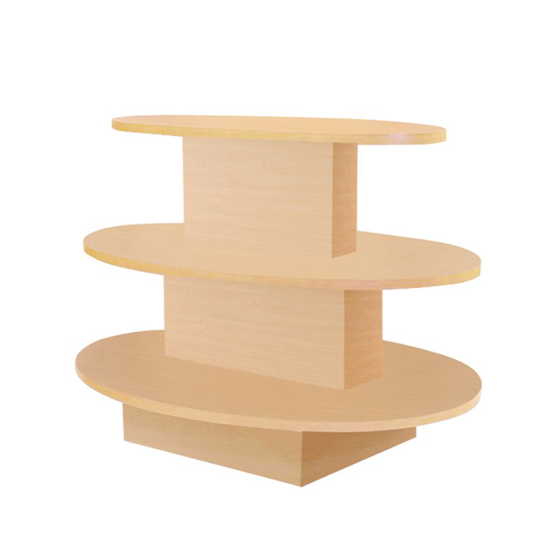 Maple 3-Tier Wood Oval Display Table