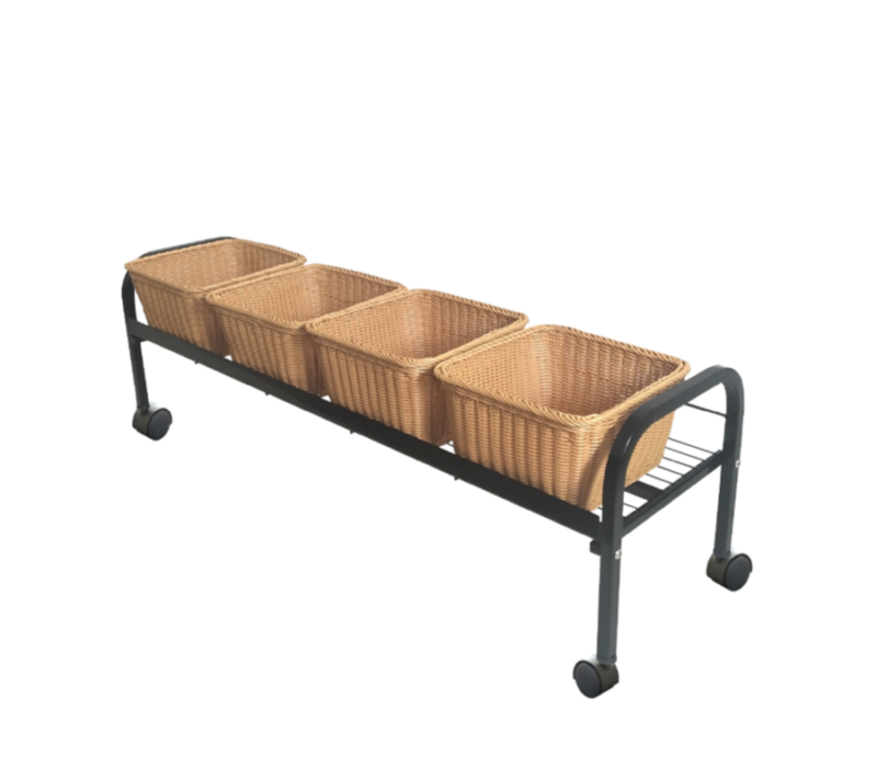 1-Tier Square Willow Four Basket Display
