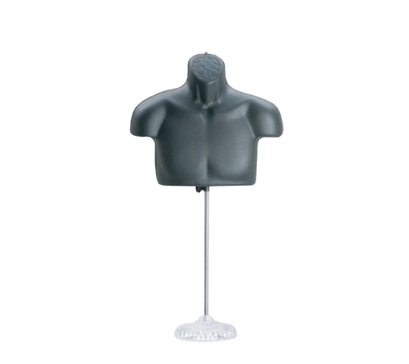 Black Male Upper Body Plastic Form w/ Crystal Base