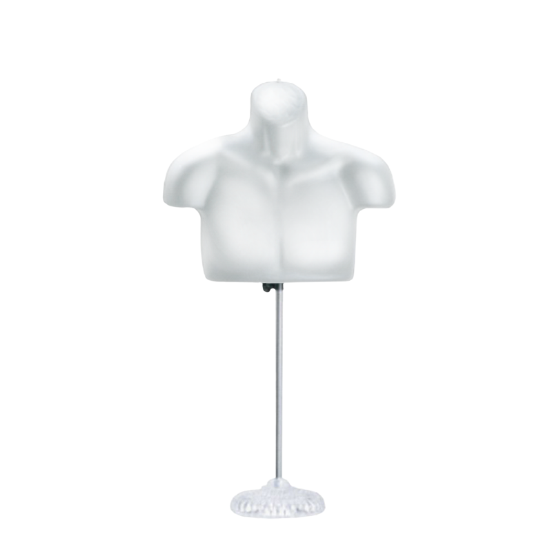 White Male Upper Body Plastic Form w/ Crystal Base