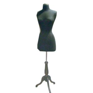 Headless Female Body Form w/ Wood Base - Black