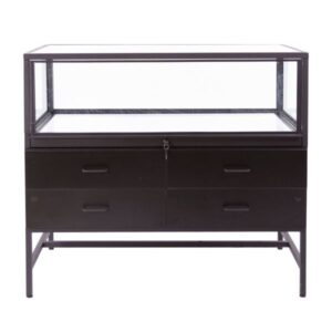 Deluxe Glass Showcase Display Cabinet w/Drawers - Black - Image 2