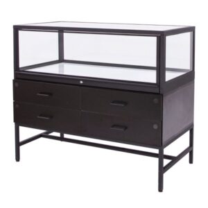 Deluxe Glass Showcase Display Cabinet w/Drawers - Black - Image 3