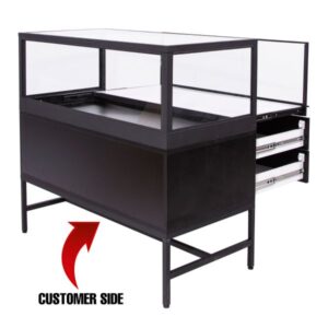 Deluxe Glass Showcase Display Cabinet w/Drawers - Black - Image 6