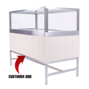 Deluxe Glass Showcase Display Cabinet w/Drawers - Raw Oak - Image 7