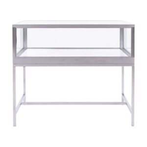Deluxe Glass Showcase Display Cabinet - Satin Chrome - Image 2