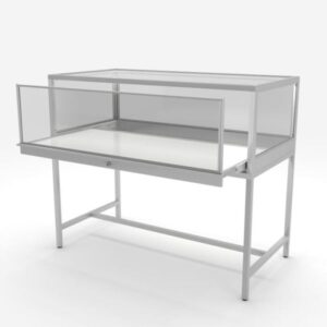 Deluxe Glass Showcase Display Cabinet - Satin Chrome - Image 4