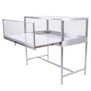 Deluxe Glass Showcase Display Cabinet - Satin Chrome - Image 5