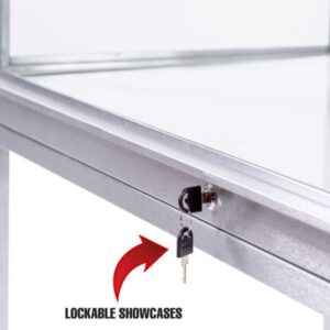 Deluxe Glass Showcase Display Cabinet - Satin Chrome - Image 7