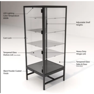 Deluxe Glass Tower Display Case - Black - Image 2