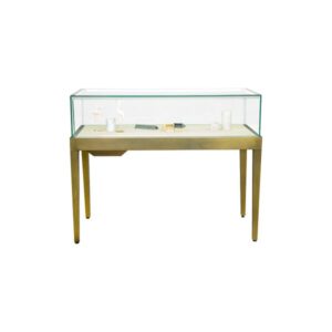 4' Museum Pedestal Display Case - Gold Brushed Finish - Image 4