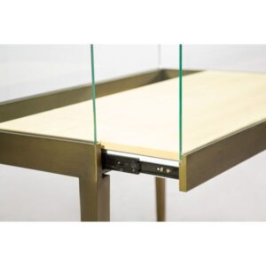 4' Museum Pedestal Display Case - Gold Brushed Finish - Image 3