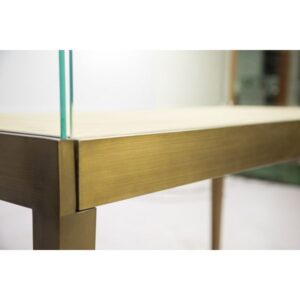 4' Museum Pedestal Display Case - Gold Brushed Finish - Image 2