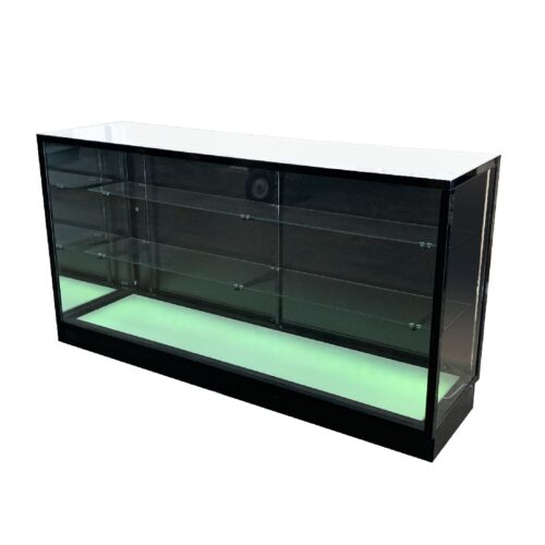  6' Black Extra Vision Display Case w/ RGB Lighted Base Store Displays